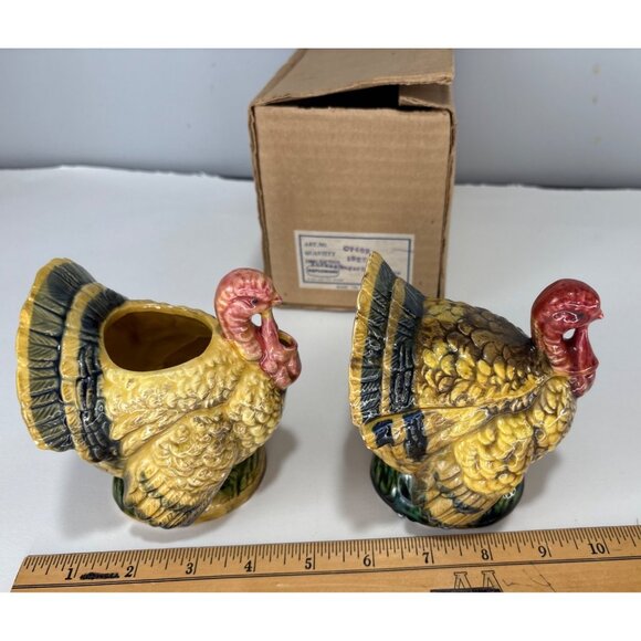 Napco Turkey Sugar & Creamer Set 1960s Vintage Japan w/Box - Picture 9 of 12